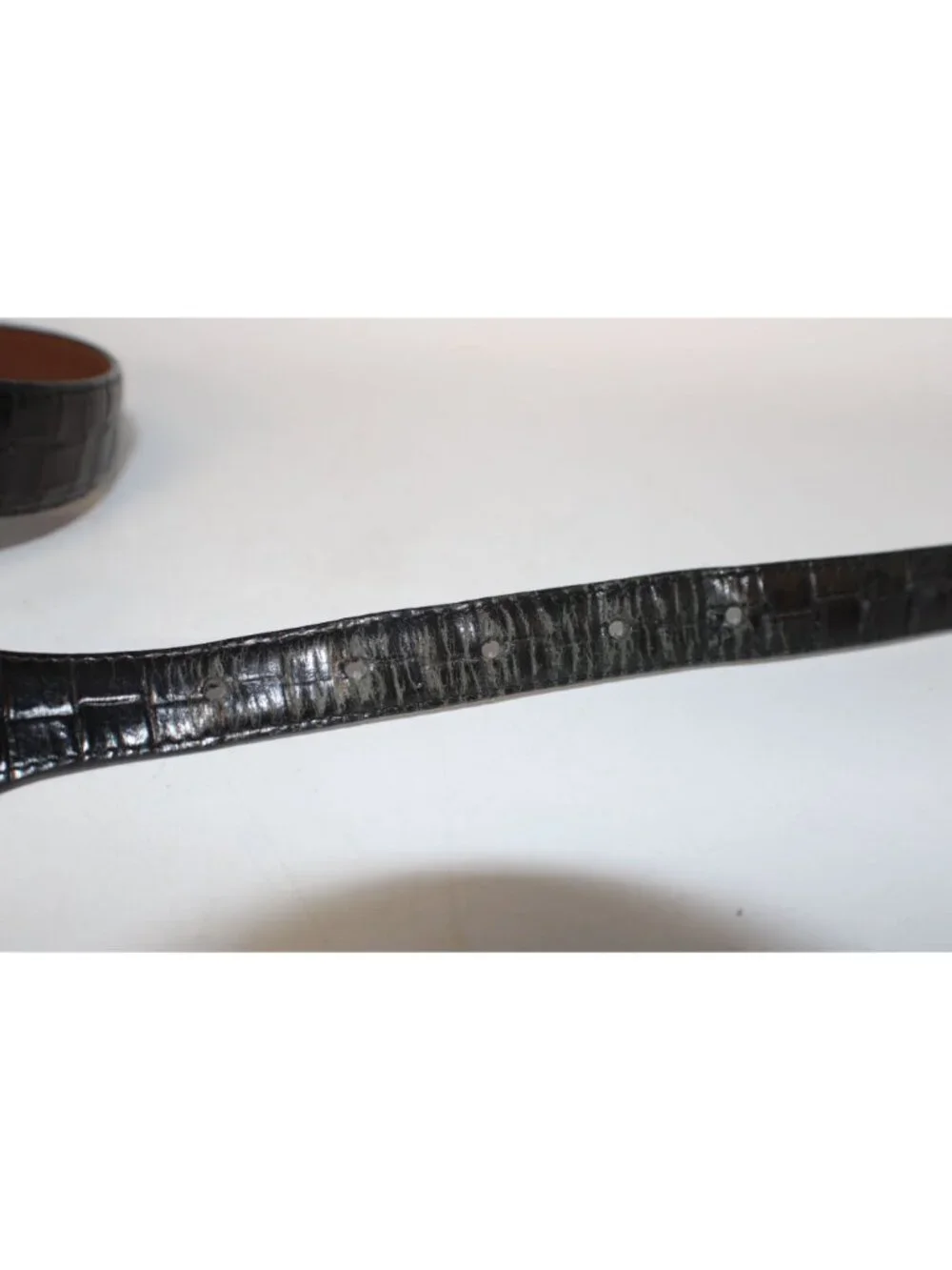 Onyx Brighton Black Leather Belt Size 40 Silver Buckle Croc Style Print USA Made